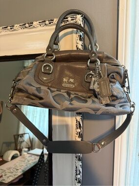 Coach Gray and Taupe Signature Shoulder Satchel